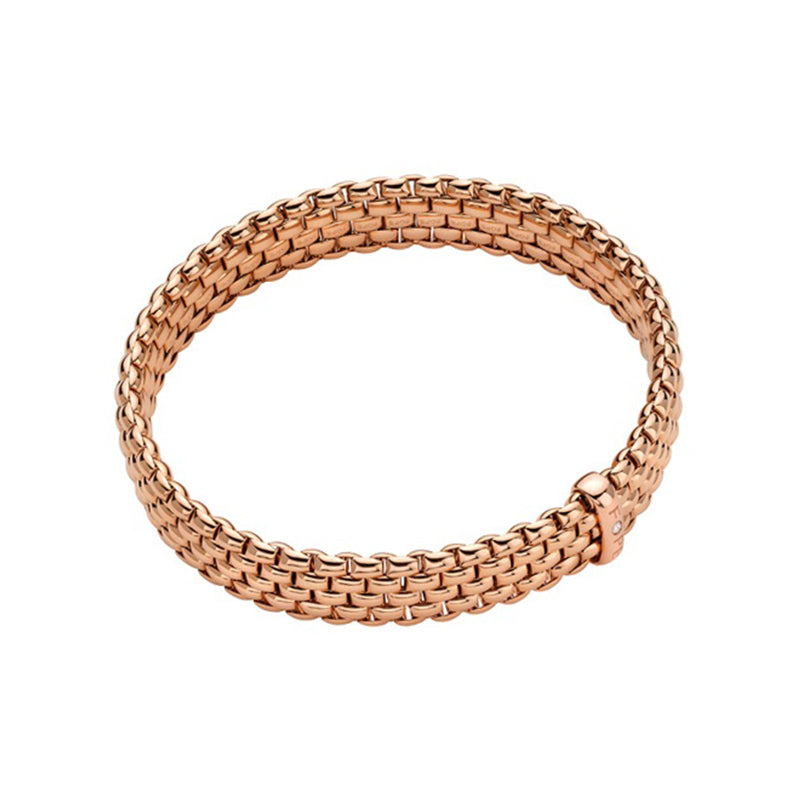 Fope Panorama 18ct Rose Gold 0.01ct Diamond Flexible Bracelet - M