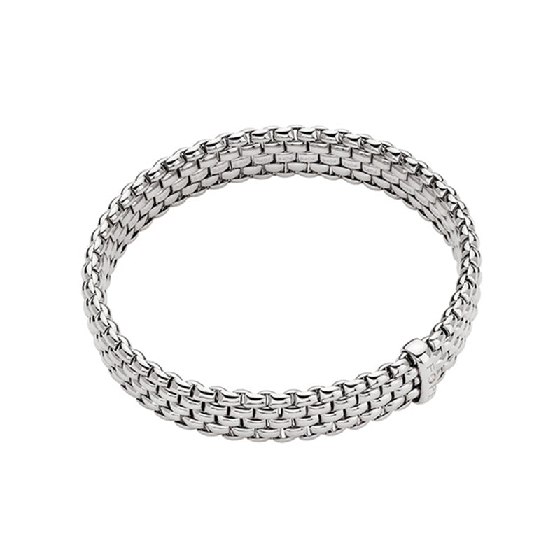 Fope Panorama 18ct White Gold 0.01ct Diamond Flexible Bracelet - M