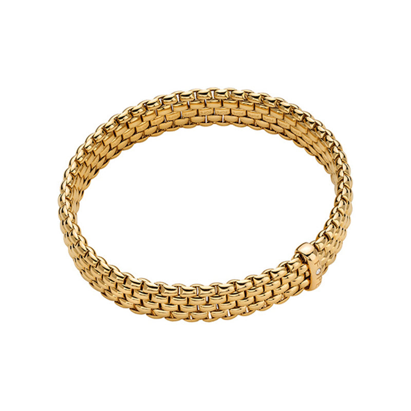 Fope Panorama 18ct Yellow Gold 0.01ct Diamond Flexible Bracelet - S