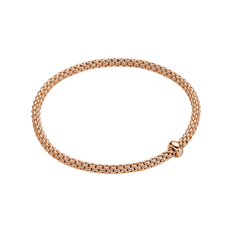 Fope Prima 18ct Rose Gold 0.01ct Diamond Flexible Bracelet - S