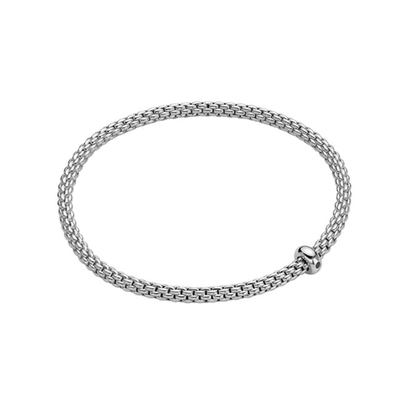 Fope Prima 18ct White Gold 0.01ct Black Diamond Flexible Bracelet - S