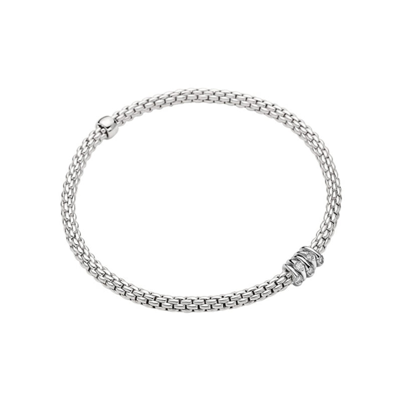 Fope Prima 18ct White Gold 0.07ct Diamond Flexible Bracelet - L