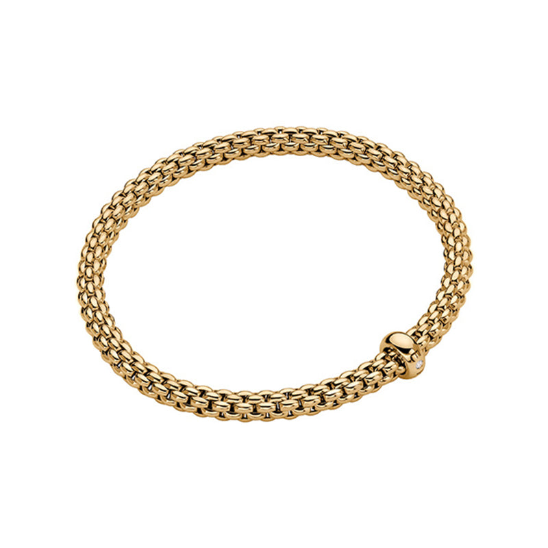 Fope Solo 18ct Yellow Gold 0.01ct Diamond Flexible Bracelet - XL