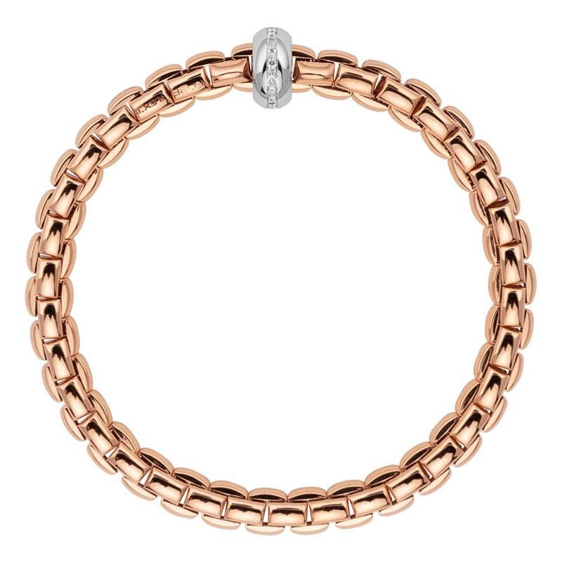 Fope Eka Anniversario 18ct Rose Gold 0.13ct Diamond Bracelet - XS