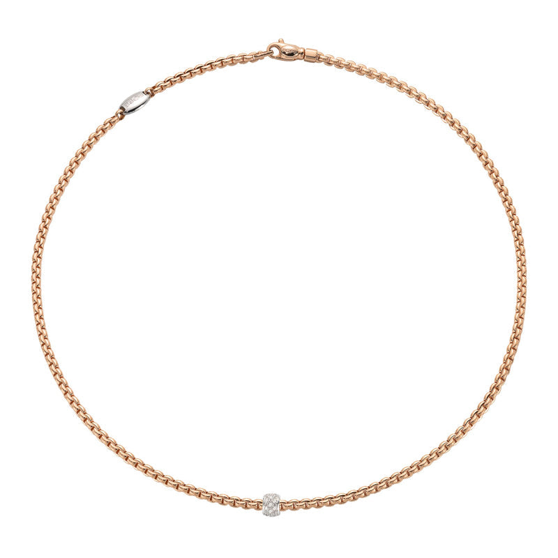 Fope Eka Tiny 18ct Rose Gold 0.07ct Diamond Necklace - 70cm