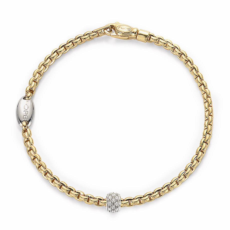 Fope Eka Tiny 18ct Yellow Gold 0.19ct Diamond Bracelet