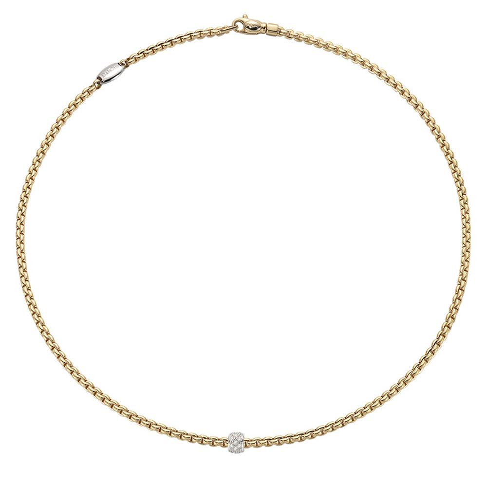 Fope Eka Tiny 18ct Yellow Gold 0.19ct Diamond Necklace