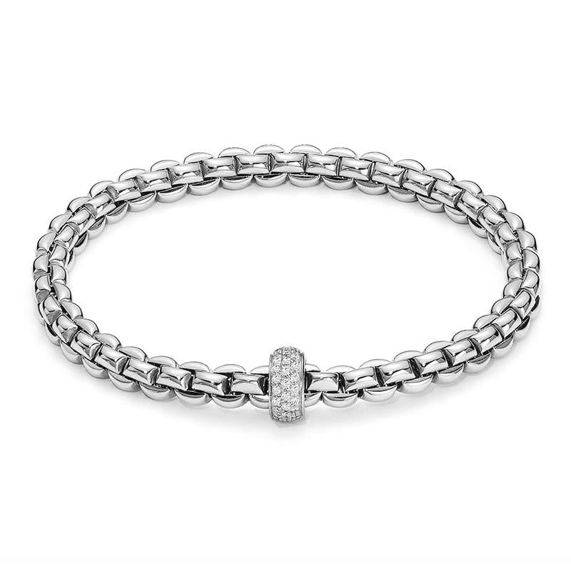 Fope Flex'It Eka 18ct White Gold 0.37ct Diamond Bracelet - L