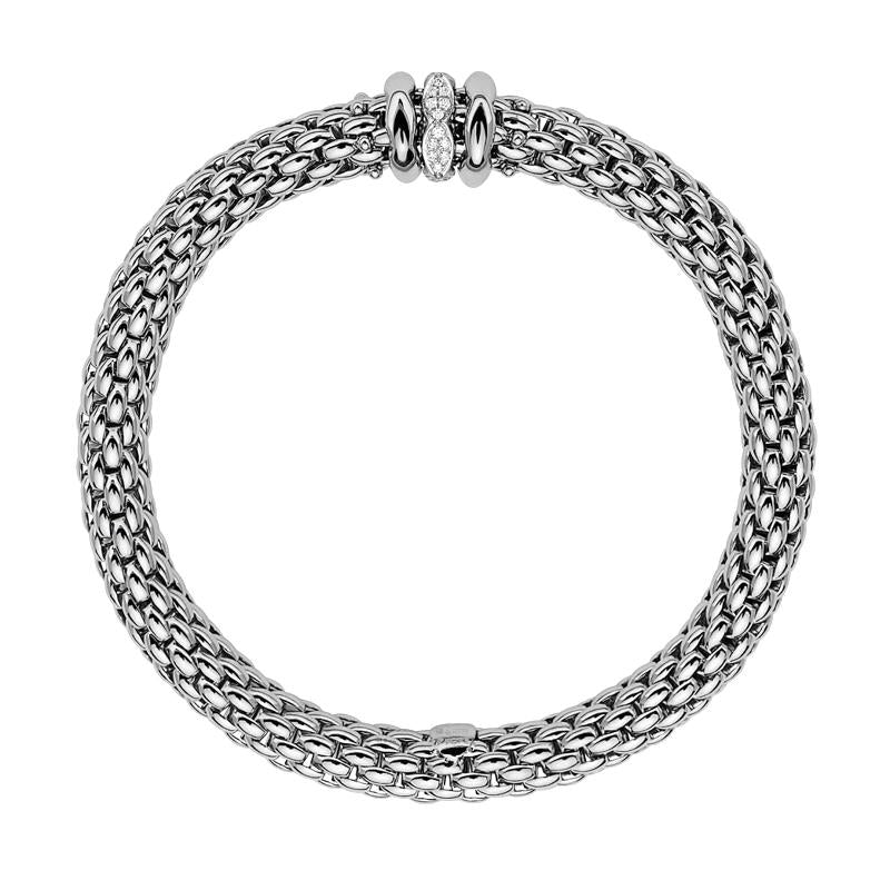 Fope Love Nest 18ct White Gold 0.19ct Diamond Bracelet - XL