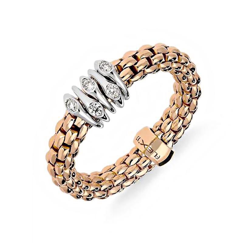 Fope Flex'It Prima 18ct Rose Gold 0.07ct Diamond Ring - S