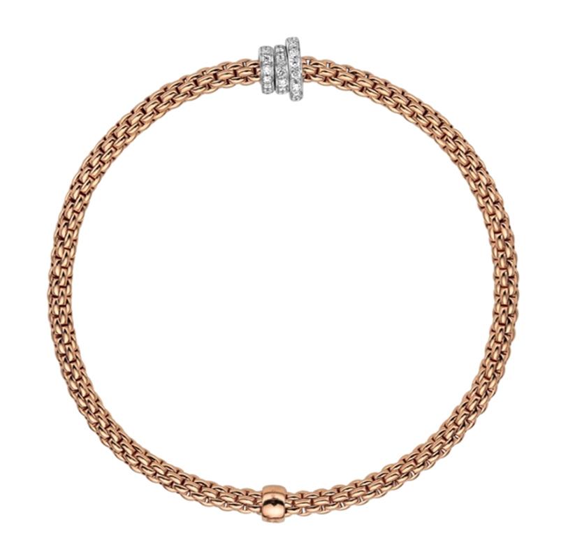 Fope Flex'it Prima 18ct Rose Gold 0.31ct Diamond Bracelet - XS