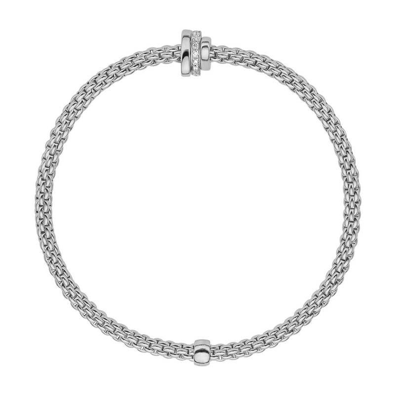 Fope Flex'it Prima 18ct White Gold 0.10ct Diamond Bracelet - S