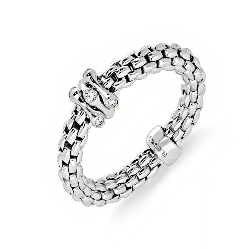 Fope Flex'it Prima 18ct White Gold 0.12ct Diamond Ring - XL