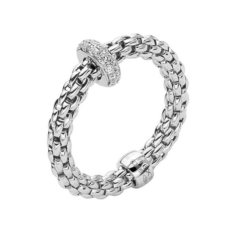 Fope Flex'it Prima 18ct White Gold 0.18ct Diamond Ring - M