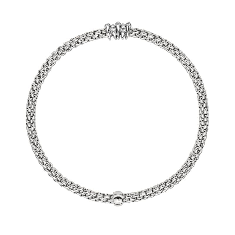 Fope Flex'it Prima 18ct White Gold 0.20ct Diamond Bracelet - XS