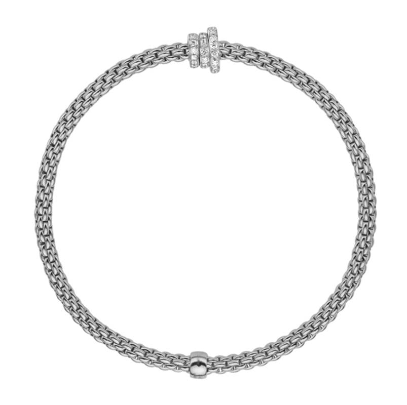 Fope Flex'it Prima 18ct White Gold 0.31ct Diamond Bracelet - XL