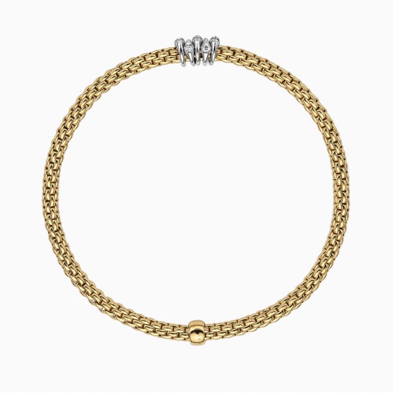 Fope Flex'it Prima 18ct Yellow Gold 0.20ct Diamond Bracelet - XL