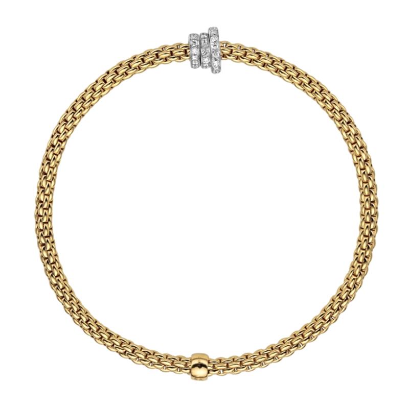 Fope Flex'it Prima 18ct Yellow Gold 0.31ct Diamond Bracelet - L