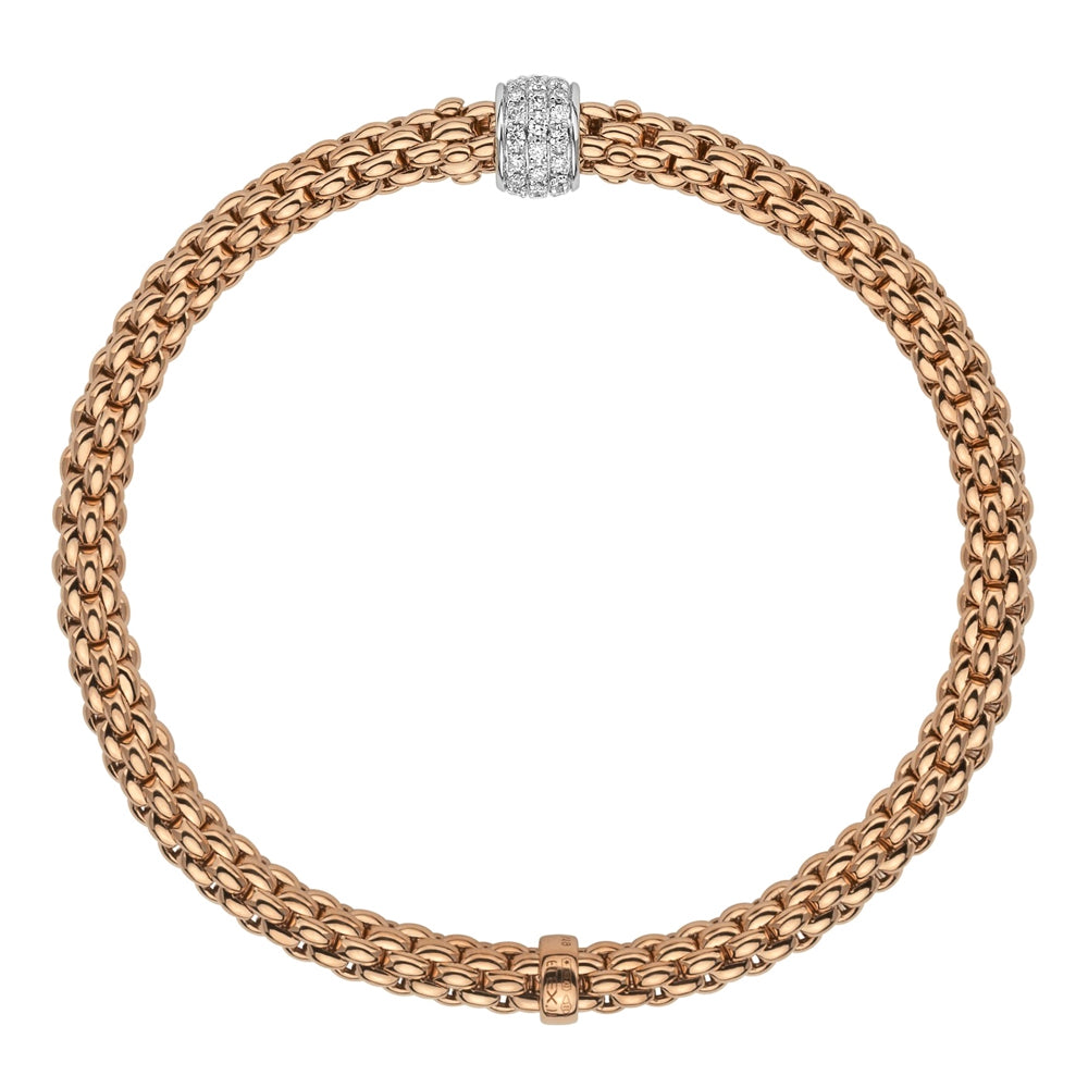 Fope Flex'it Solo 18ct Rose Gold 0.29ct Diamond Bracelet - L