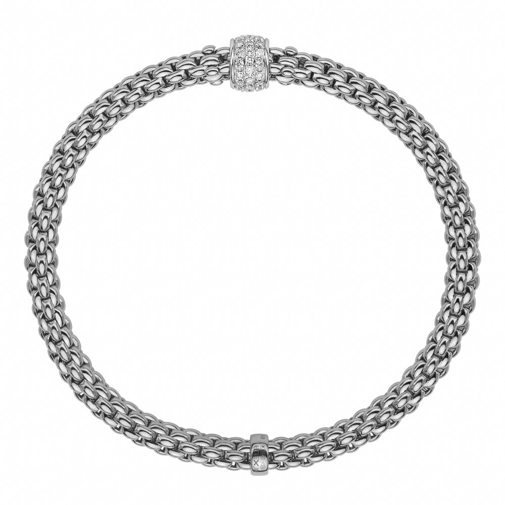 Fope Flex'it Solo 18ct White Gold 0.29ct Diamond Bracelet - L