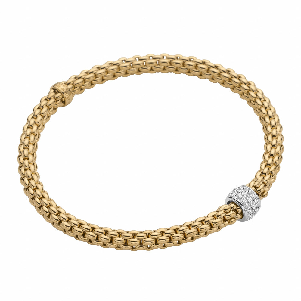 Fope Flex'it Solo 18ct Yellow Gold 0.29ct Diamond Bracelet - L