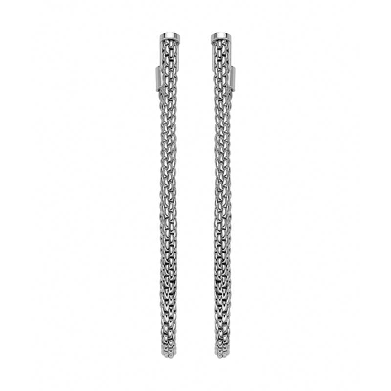 Fope Flexit Essentials 18ct White Gold Long Mesh Chain Earrings