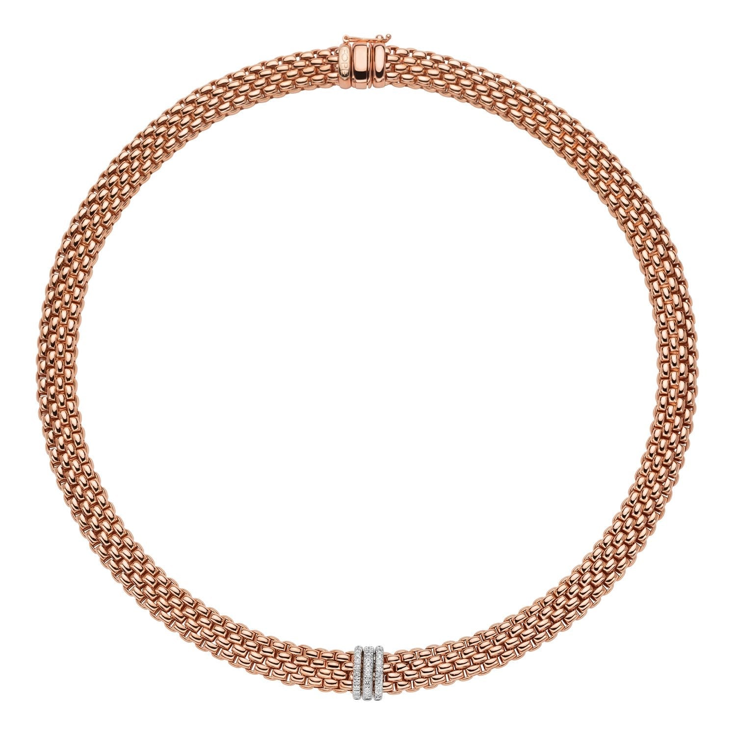 Fope Panorama 18ct Rose Gold 0.23ct Diamond Rondelle Necklace