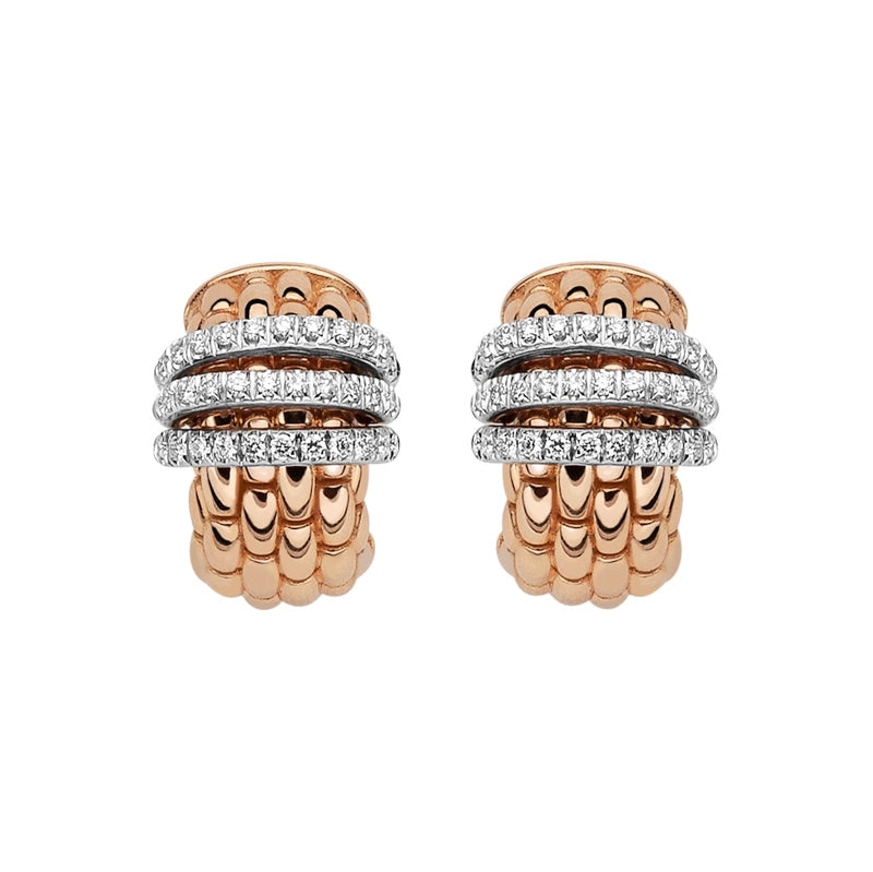 Fope Panorama 18ct Rose Gold 0.46ct Diamond Rondelle Small Hoop Earrings