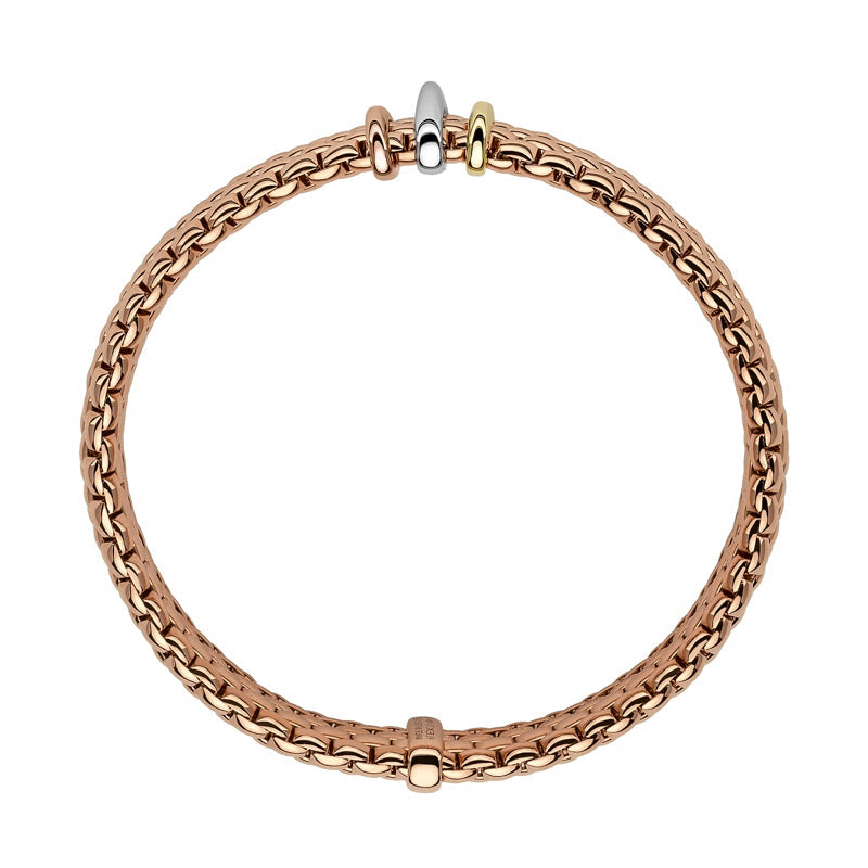 Fope Panorama 18ct Rose Gold Mixed Rondelle Bracelet - S