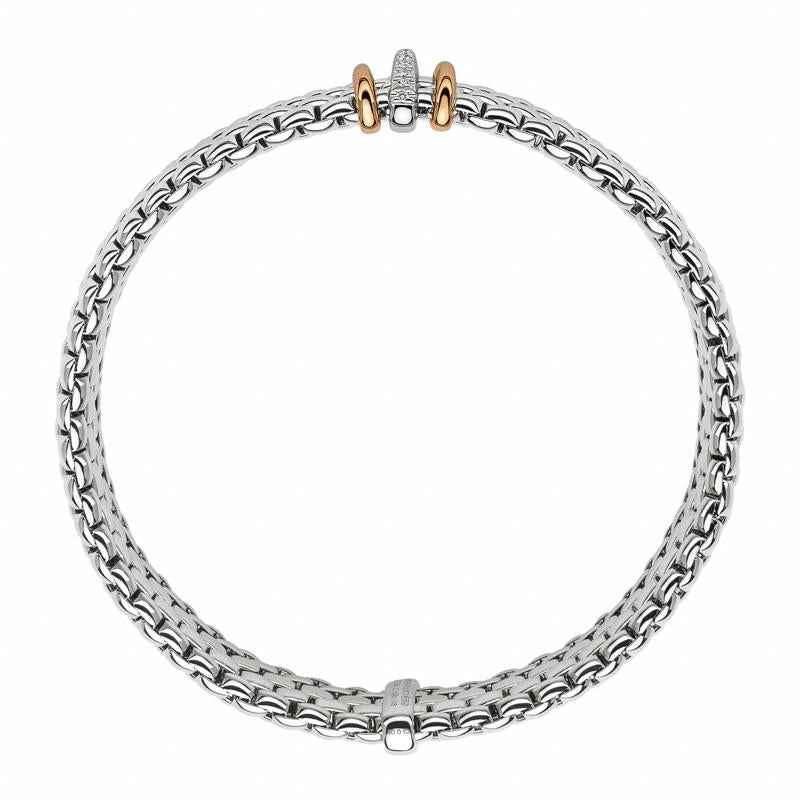 Fope Panorama 18ct White Gold 0.08ct Diamond Mixed Rondelle Bracelet - XS