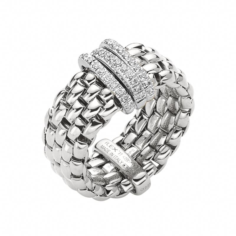 Fope Panorama 18ct White Gold 0.23ct Diamond Rondelle Ring - S