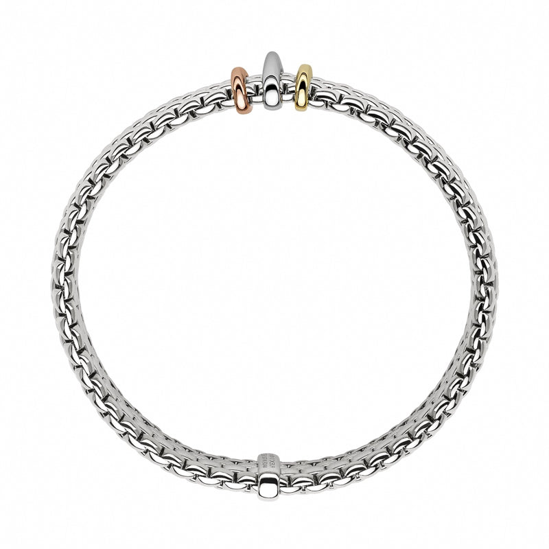 Fope Panorama 18ct White Gold Mixed Rondelle Bracelet - XS