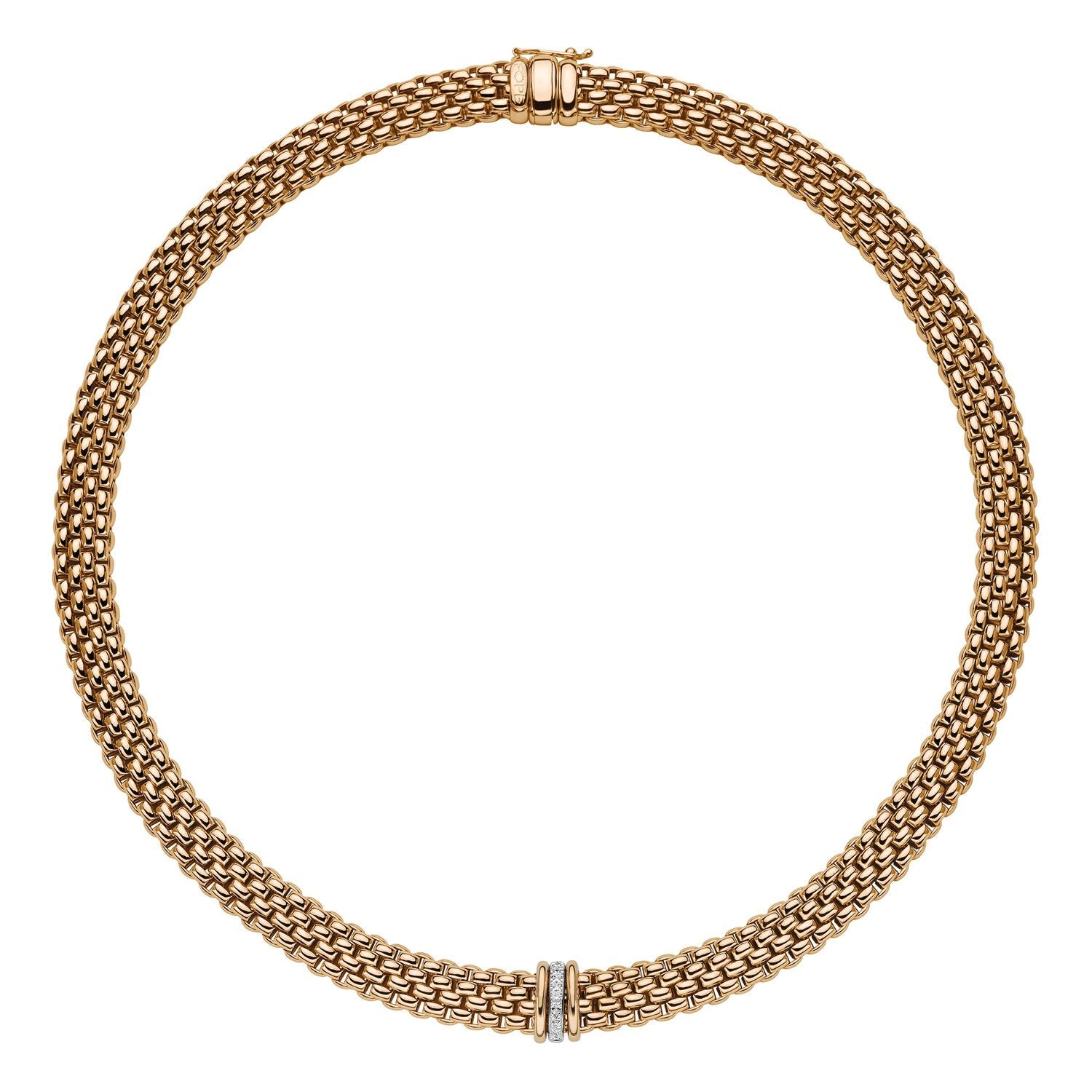 Fope Panorama 18ct Yellow Gold 0.08ct Diamond Rondelle Necklace
