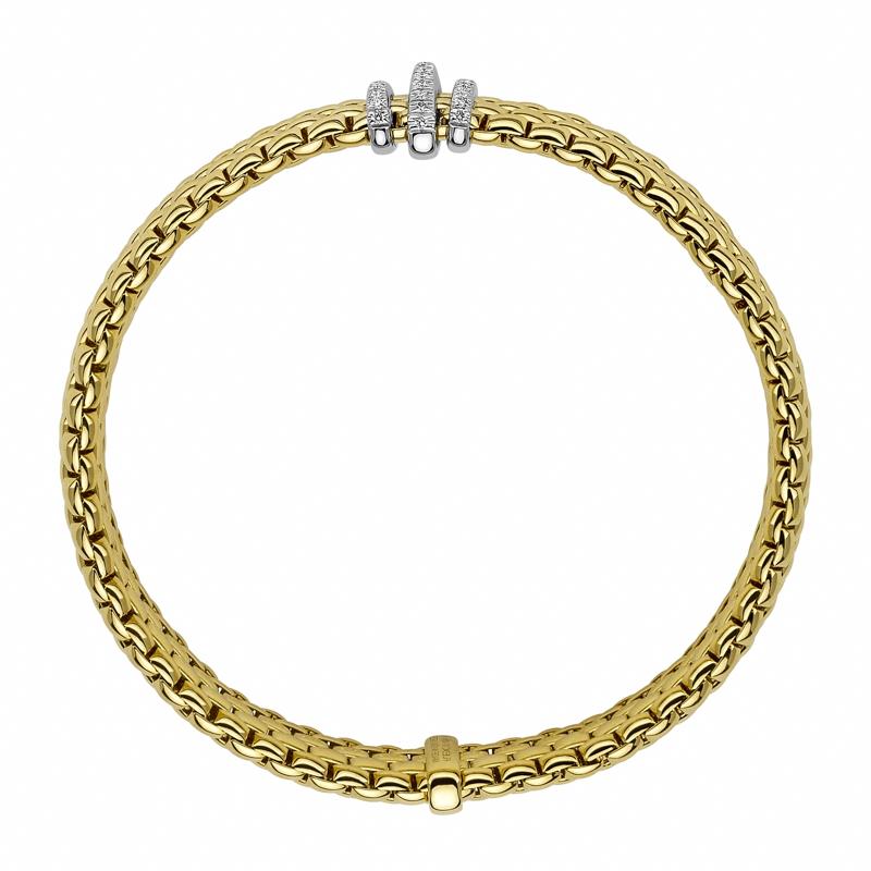 Fope Panorama 18ct Yellow Gold 0.23ct Diamond Rondelle Bracelet - XS