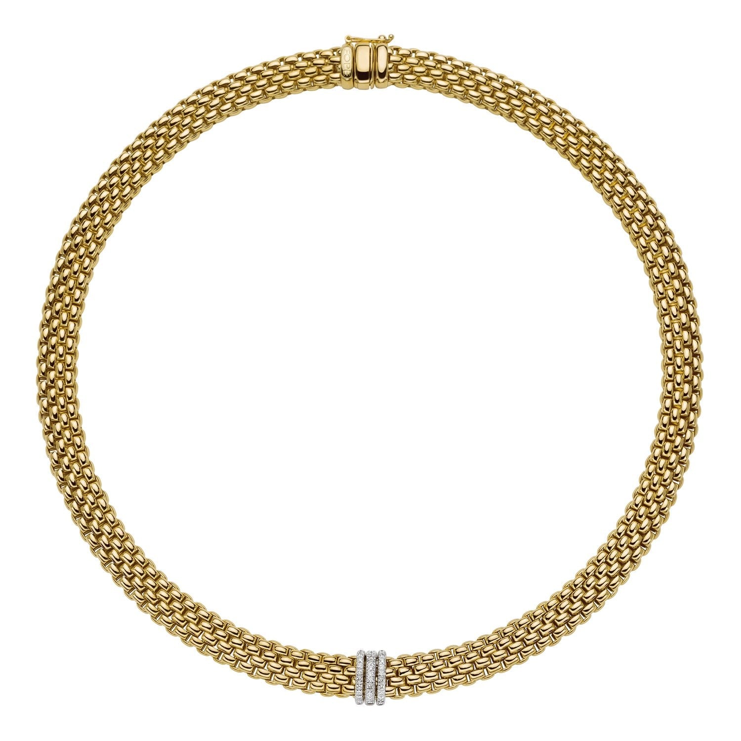 Fope Panorama 18ct Yellow Gold 0.23ct Diamond Rondelle Necklace