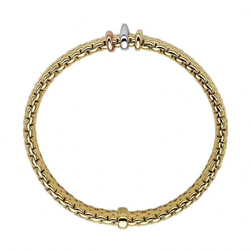 Fope Panorama 18ct Yellow Gold Mixed Rondelle Bracelet - XL