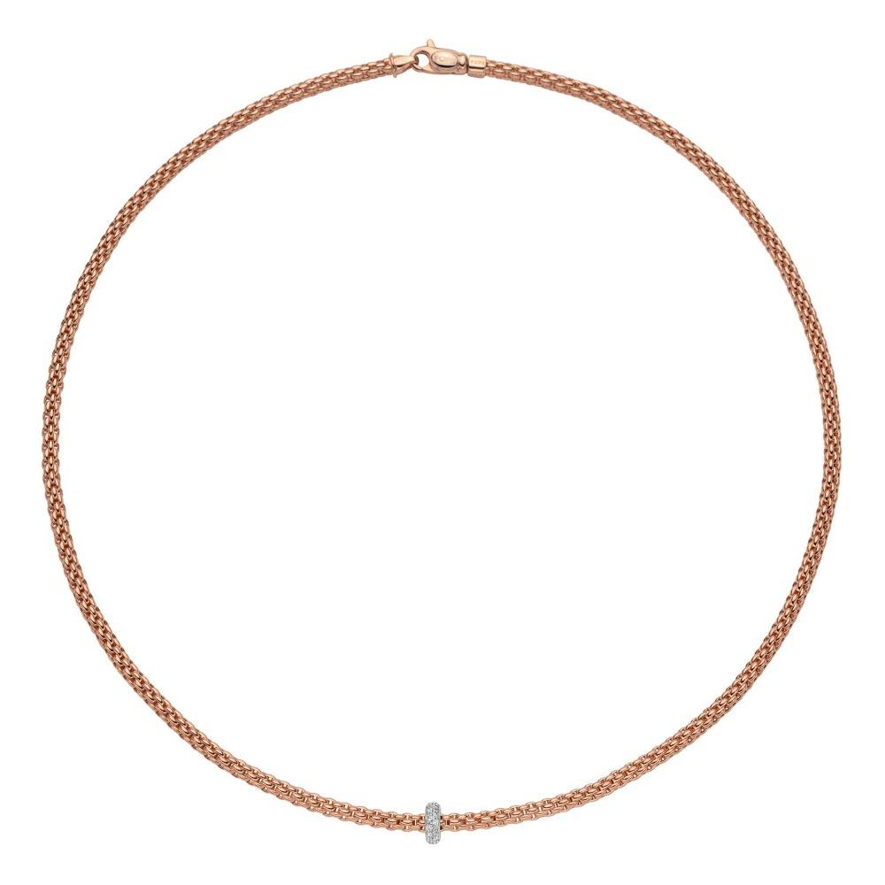 Fope Prima 18ct Rose Gold 0.18ct Diamond Necklace