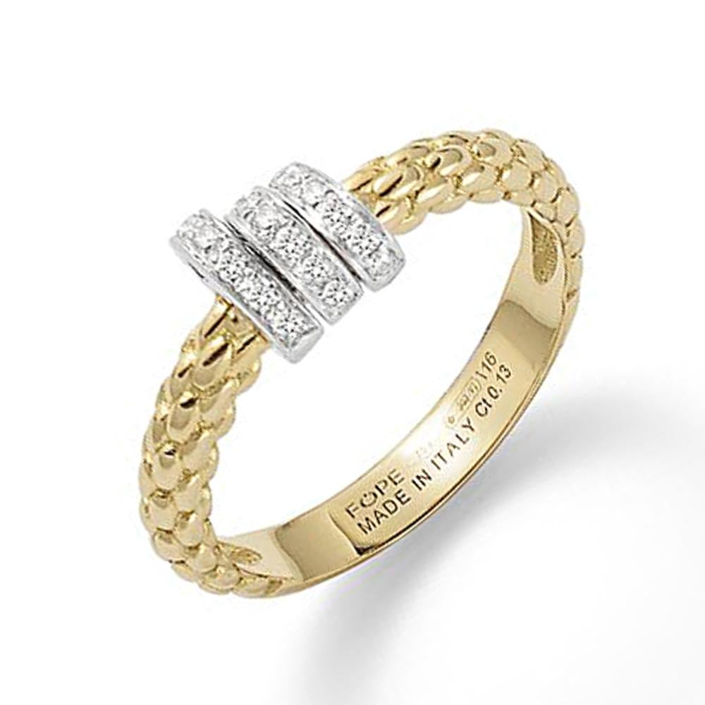 Fope Prima 18ct Yellow Gold 0.13ct Diamond Ring - S