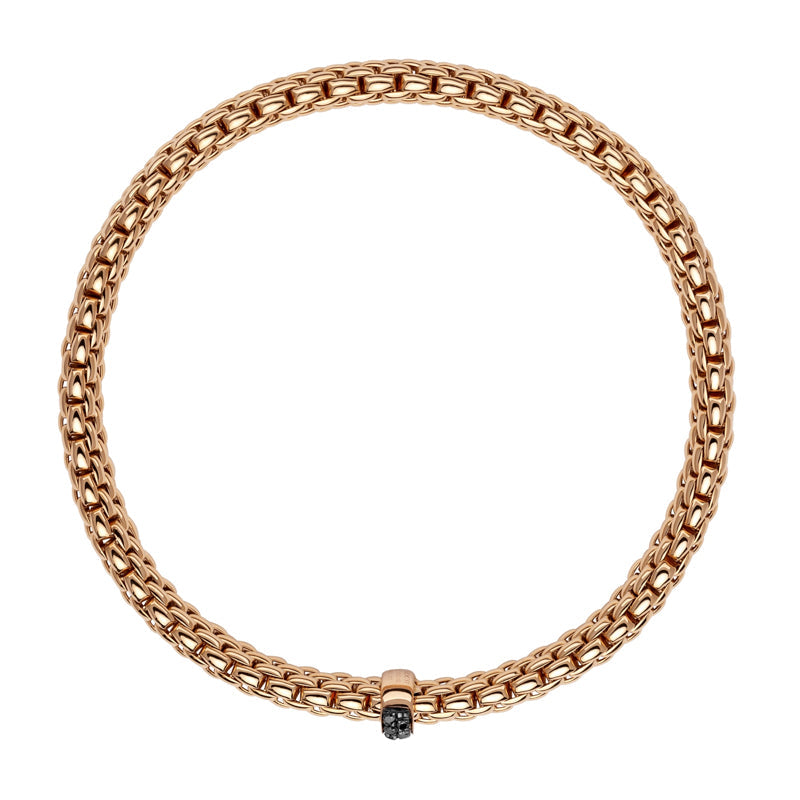 Fope Vendome 18ct Rose Gold 0.11ct Black Diamond Bracelet - L