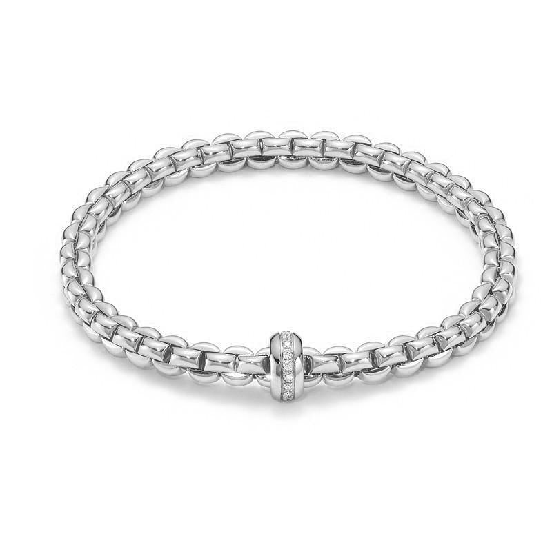 Fope Flex'It Eka 18ct White Gold 0.15ct Diamond Bracelet - S