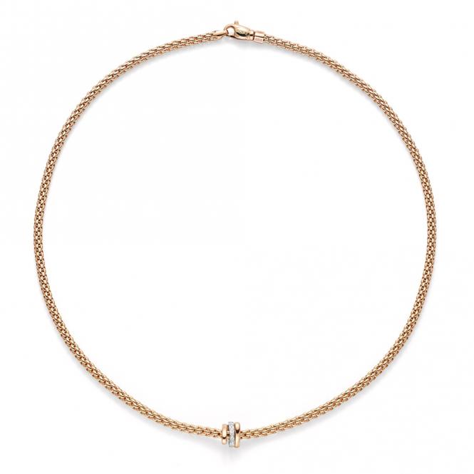 Fope Flex'It Prima 18ct Rose Gold Diamond 43cm Necklace