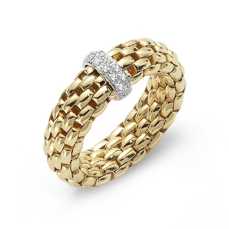 Fope Flex'It Vendome 18ct Yellow Gold 0.10ct Diamond Ring - XS