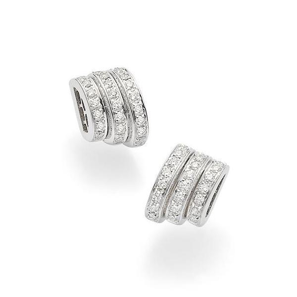 Fope Flex'It Prima 18ct White Gold Pave Diamond Stud Earrings
