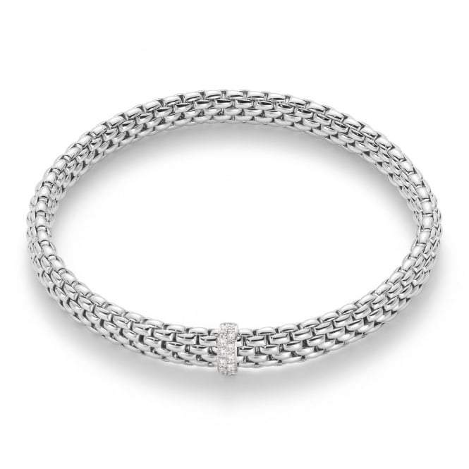 Fope Vendome 18ct White Gold 0.10ct Diamond Bracelet - L