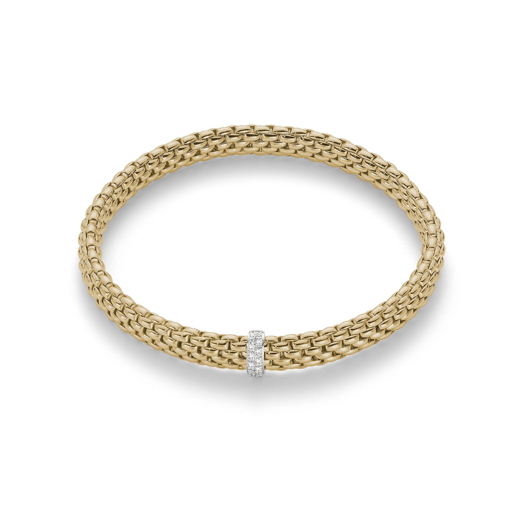 Fope Flex'It Vendome 18ct Yellow Gold 0.10ct Diamond Bracelet - XL