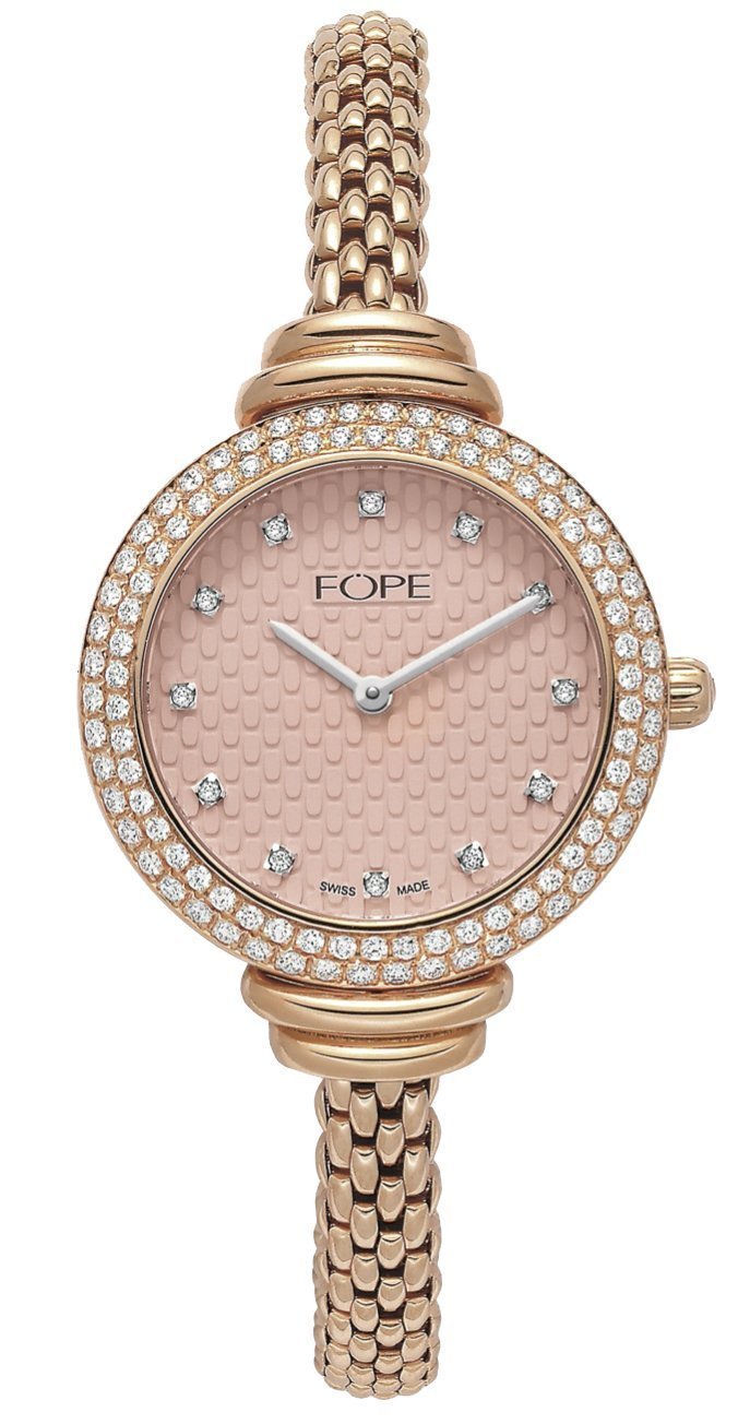 Fope Watch Flex'It Rose Gold Diamonds Medium 14.5cm - Cream