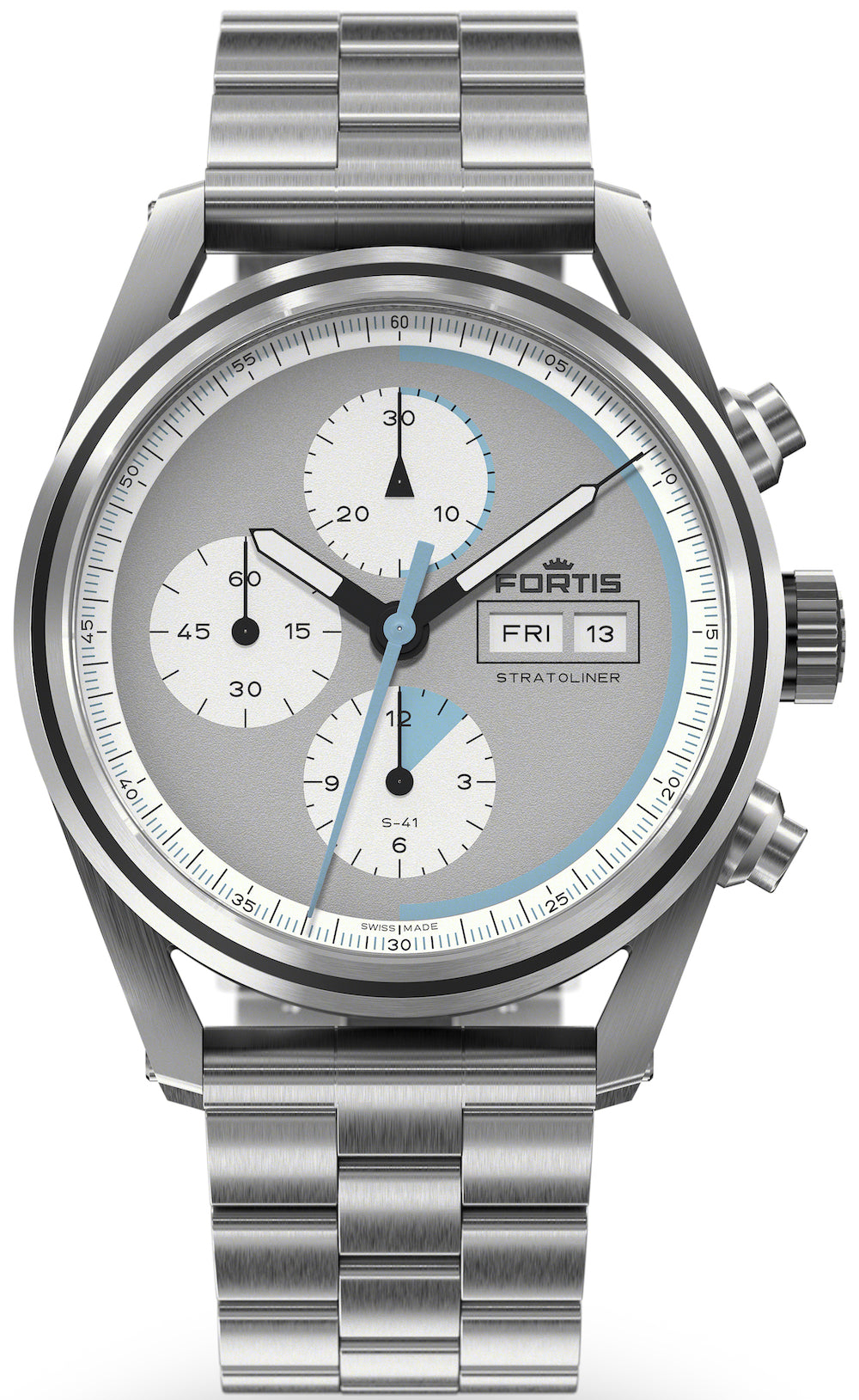Fortis Watch Stratoliner Cool Grey Bracelet - Grey
