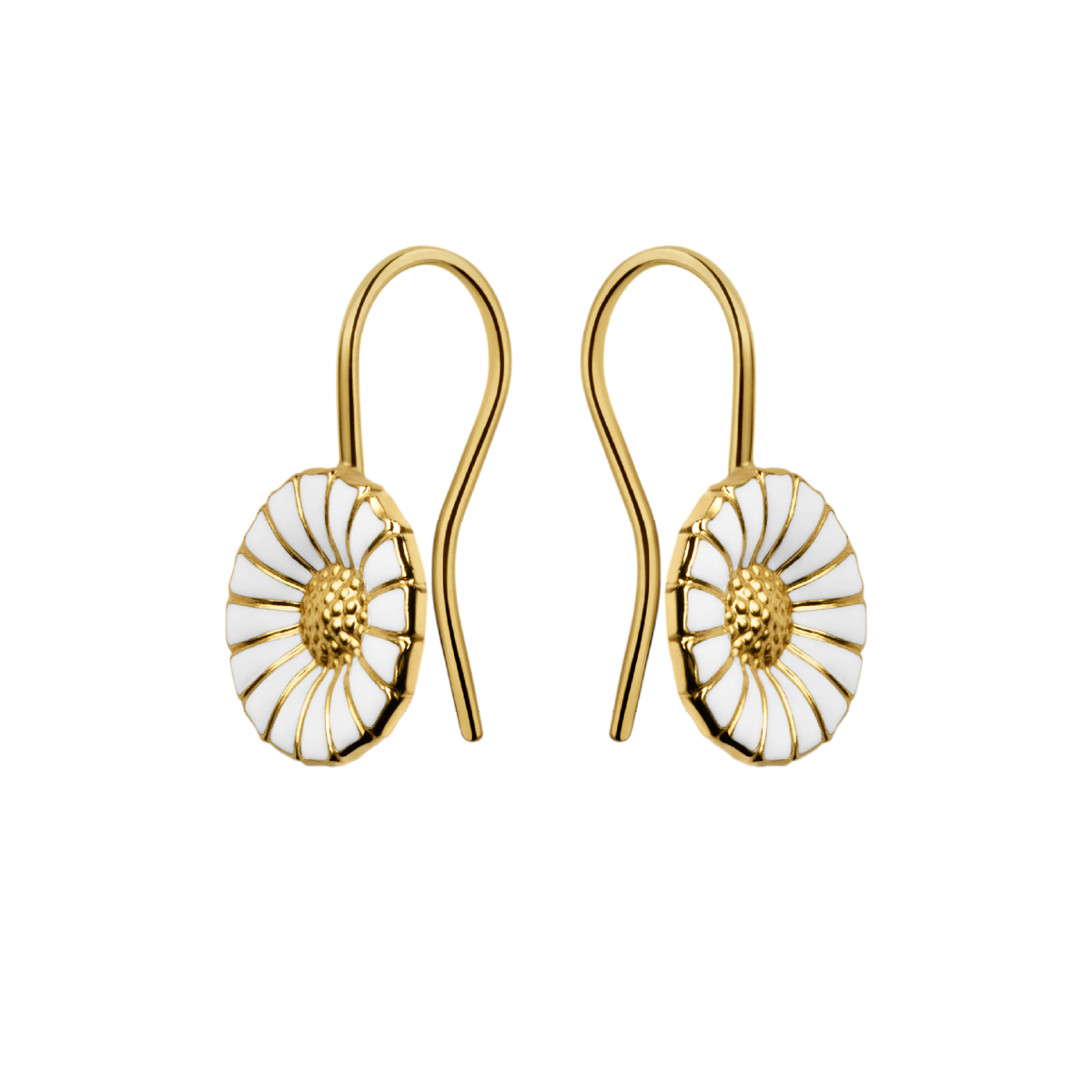 Georg Jensen Daisy 18ct Gold Plated Sterling Silver Hook Earrings - Silver