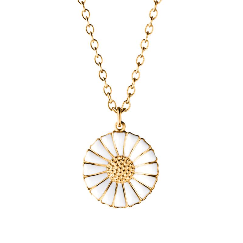 Georg Jensen Daisy Yellow Gold Plated Sterling Silver Enamel Necklace