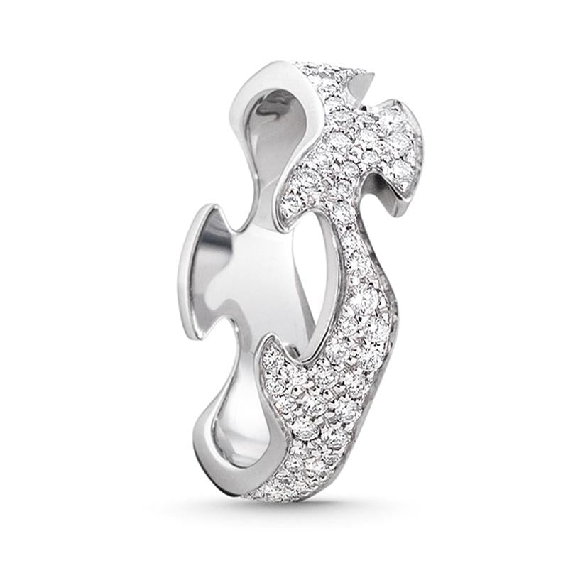 Georg Jensen Fusion 18ct White Gold Diamond Pave Centre Ring - 65